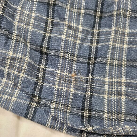 Vintage L.L. Bean Mens Tall Large Plaid Button Up Shirt Blue Cotton Long Sleeve - Picture 6 of 10